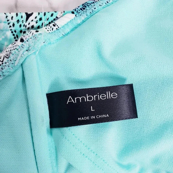 Ambrielle Bra Swimwear Sz Large High Neck Lace Pattern Halter Strap Geometric - Picture 14 of 16